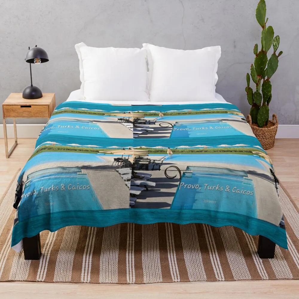 

Shades of Blue, Grace Bay Throw Blanket Tourist Bed Fashionable Beautifuls Cute Plaid Blankets