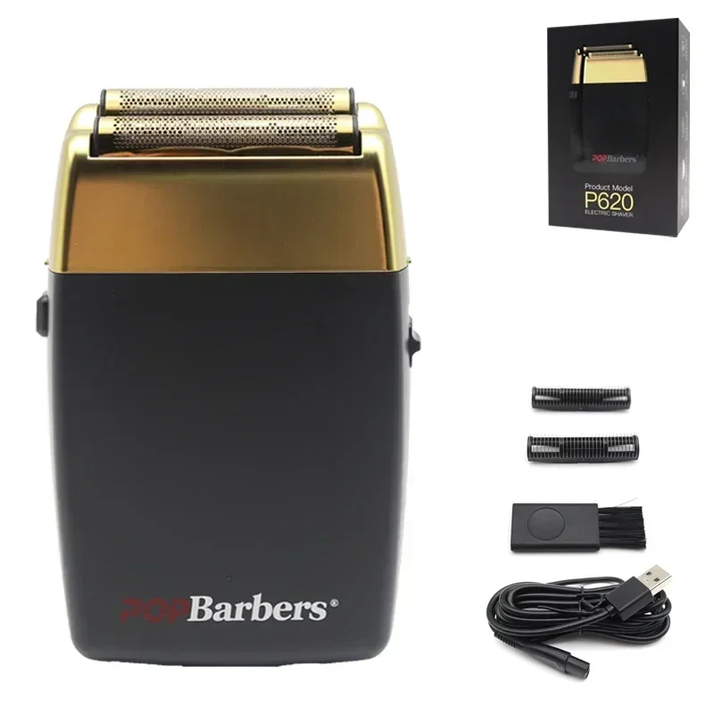 11000 RPM POP Barbers P620 Professional Electric Men's Beard Trimmer Double Foil Shaver Electric Shaver USB Hair Cutting Machine image 3