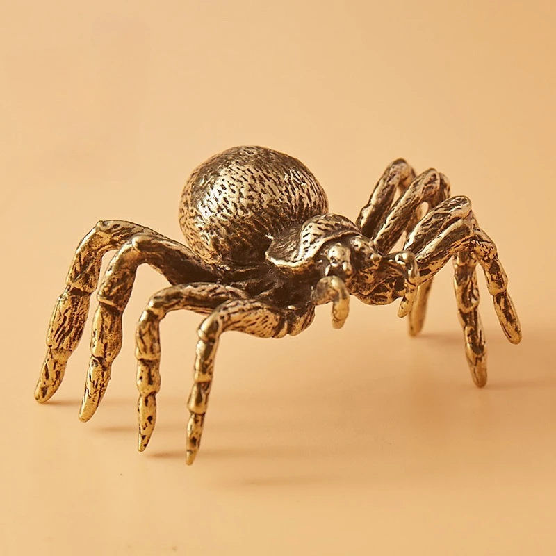 Brass Spider Beetle Tea Pet Copper Artware Lid Rest Holder Creative Desk Decor Ornament DIY Landscape Figurines Home Decoration