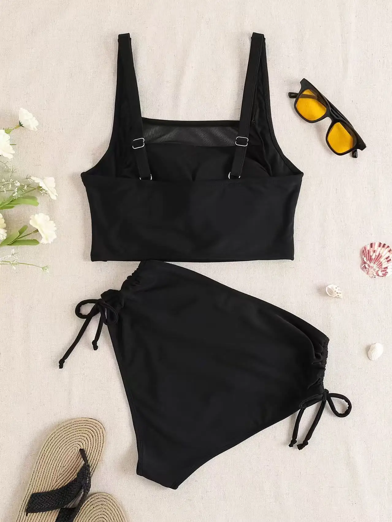 الرسن مجموعة البكيني ملابس السباحة القصيرة النساء عالية الخصر ملابس السباحة الإناث الجديدة السباحون السباحة الاستحمام لباس سباحة بحر #5