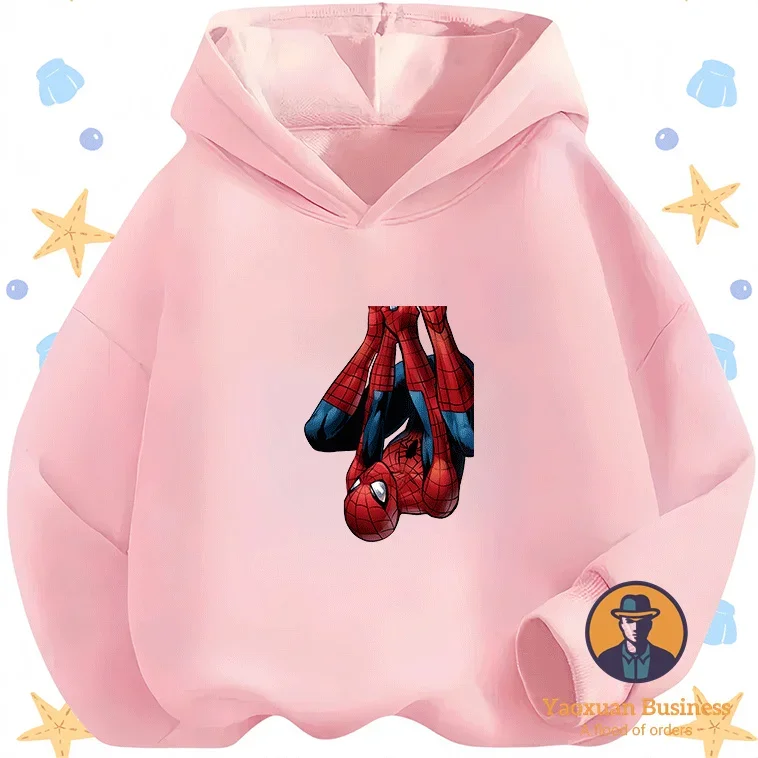 Venda quente 2025 homem-aranha meninos crianças pequenas meninas moletom com capuz bonito impresso dos desenhos animados à prova de vento quente outono inverno elegante