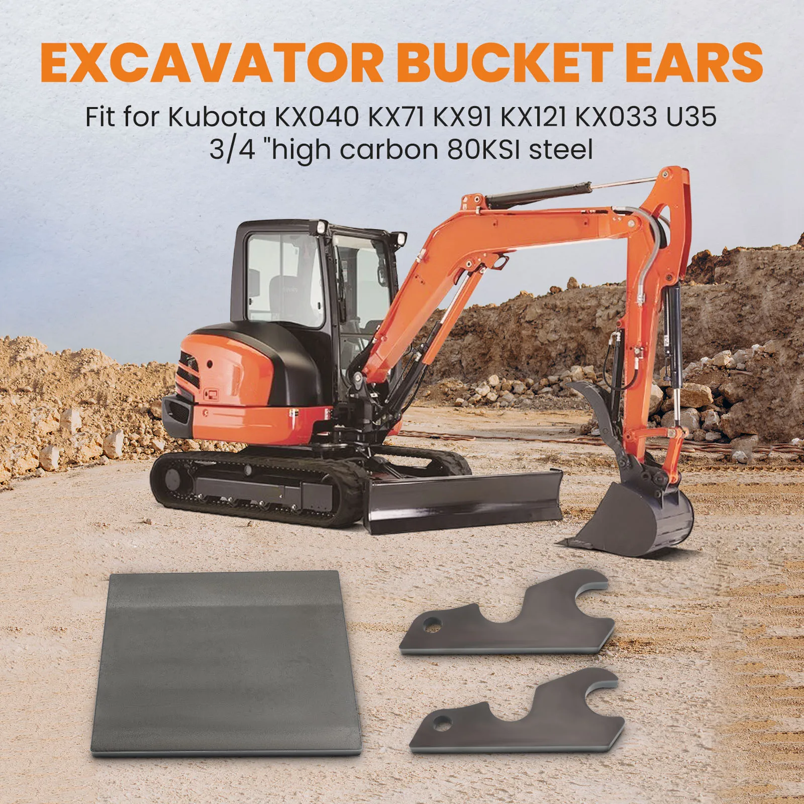 Quick Attach Bucket Ears for Kubota U35 KX91 KX121 KX040