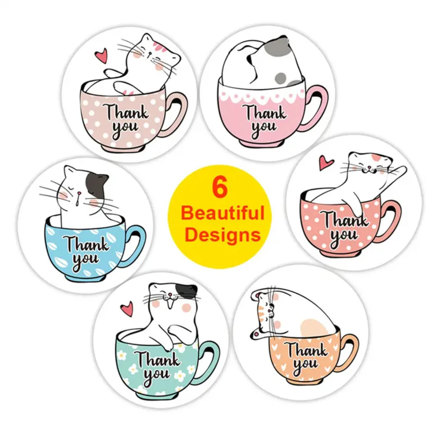 Hand-painted Cat Pattern Envelope Stickers - 500pcs of Colorful and Delightful Stickers for Gift Boxes, Home Decor and more