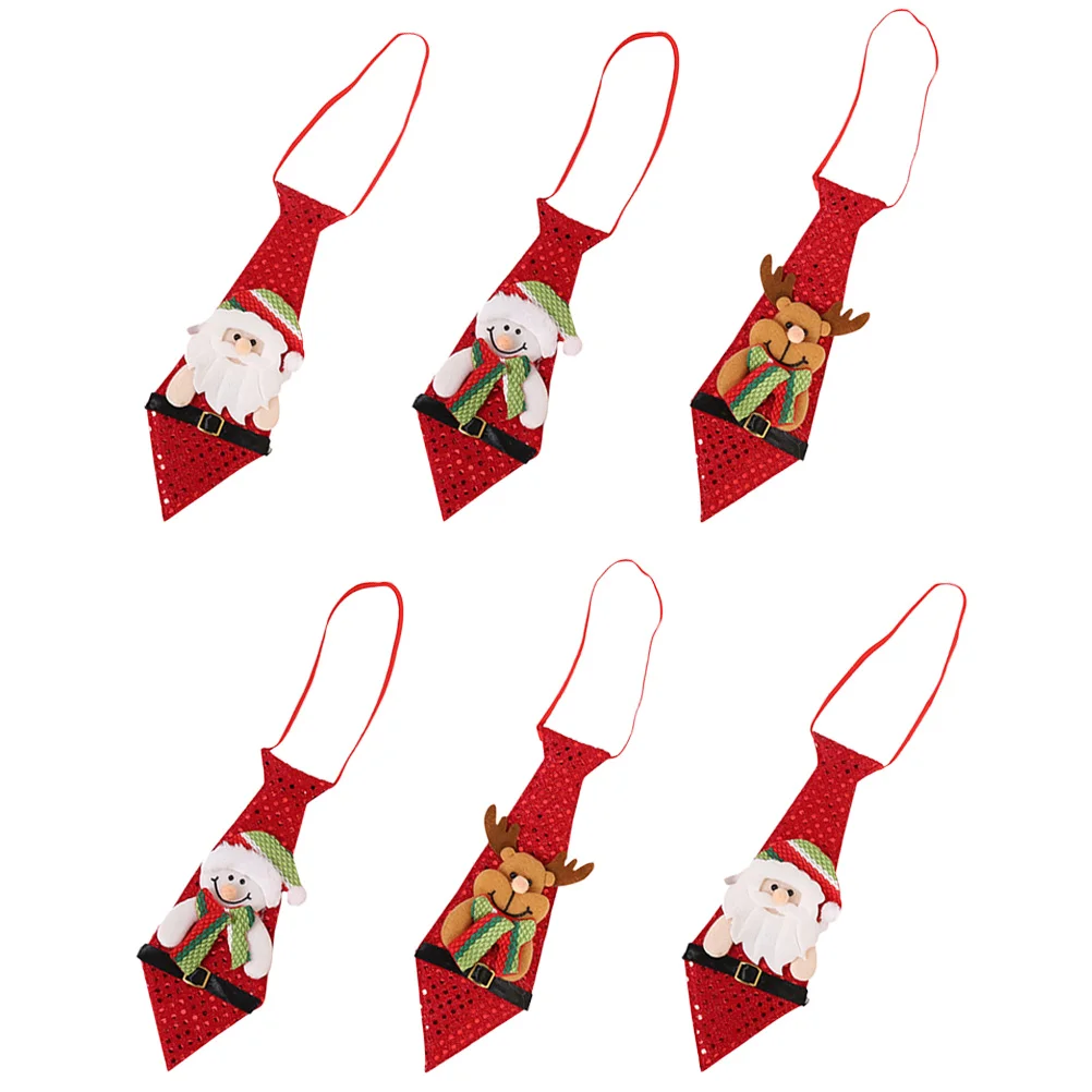 6 Pcs Christmas Bow Tie Decoration Red Sequin Clothing Creative Gift Holiday Neck Party Ties Men Necktie