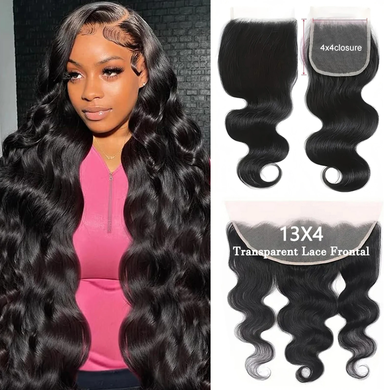 Body Wave 13x4 13x6 Lace Frontal Only 4x4 Lace Closure Transparent Swiss Lace Pre Plucked 100% Human Hair With Baby Hair