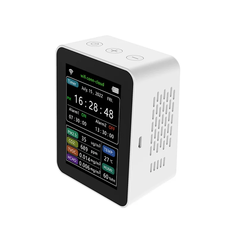 Détecteur de dioxyde de carbone HCHO TVOC CO2 température HUMI détecteur écran LCD application Smart Life blanc-AU47