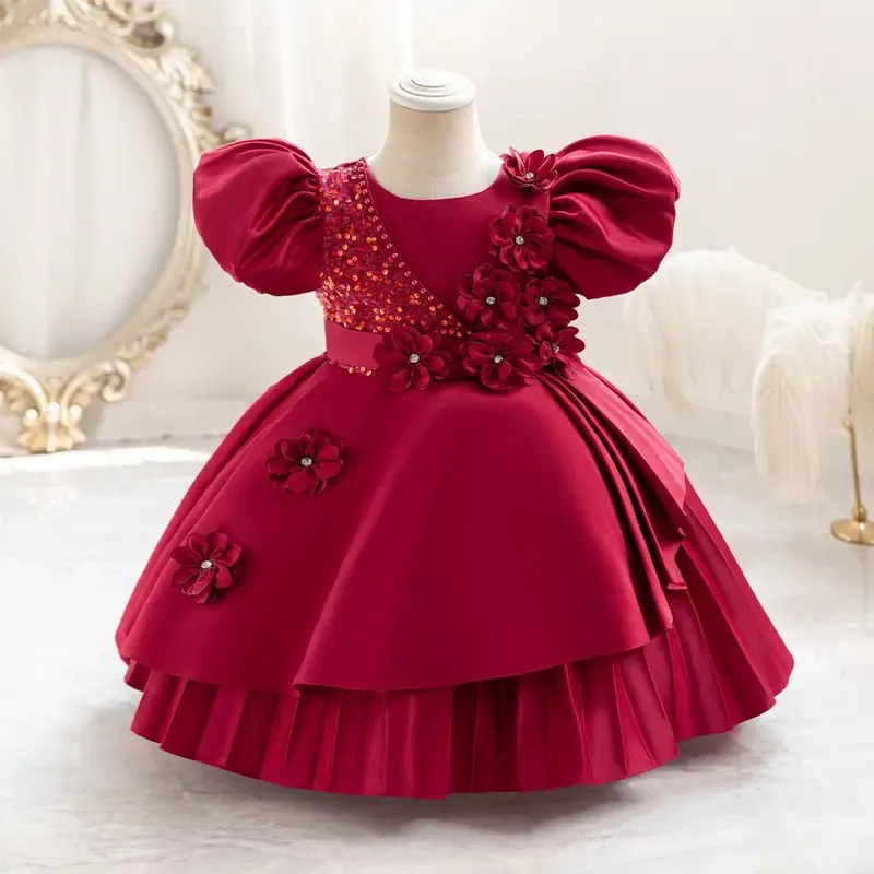 

COSda@Girls Dress Kid's Clothing Baby Mesh Gown Birthday Elegant Fomal Dress New Fashion Children's Dresses for 4-8years oldCOSd