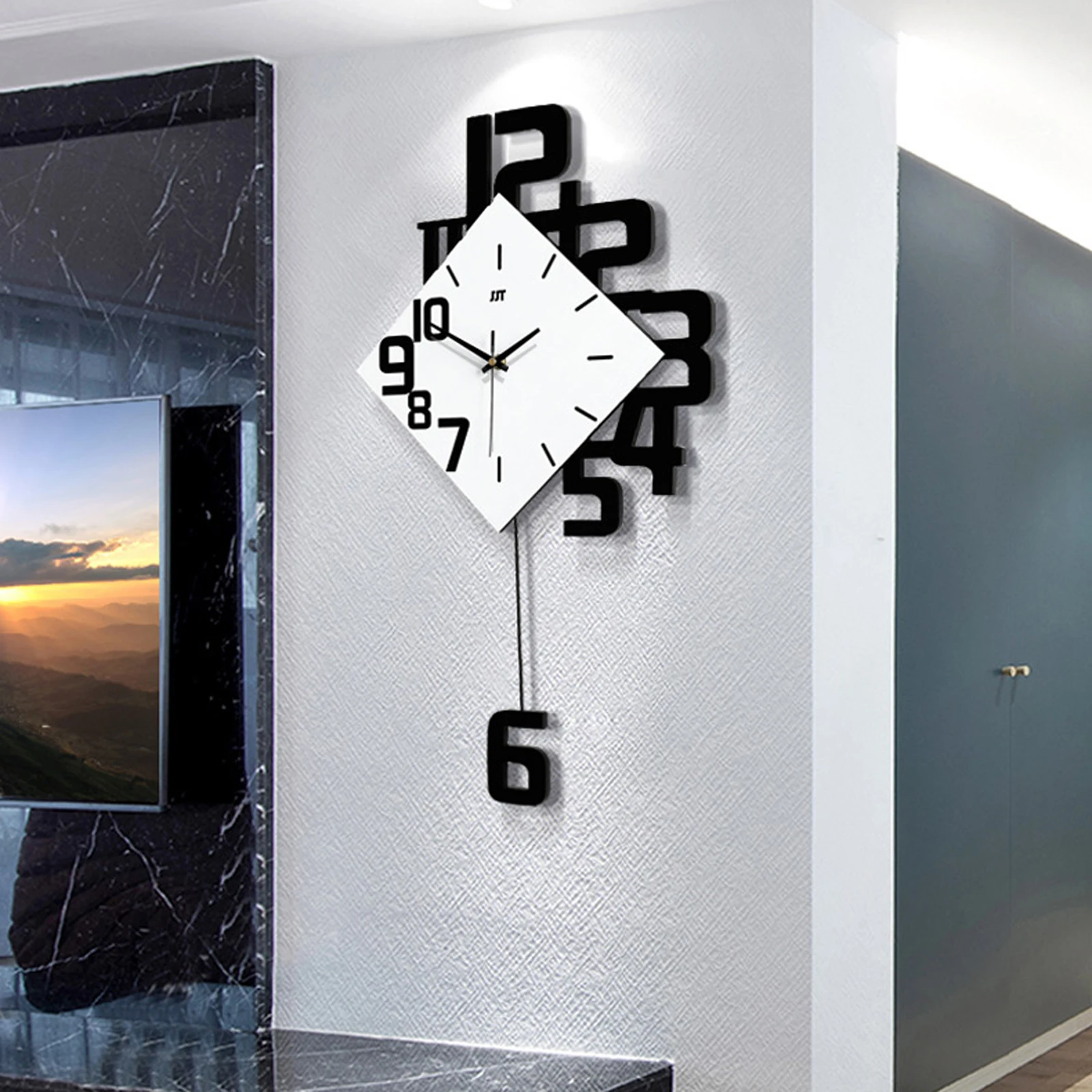 Swing Wall Clock, Modern Design Silent Quartz Clock, Creative Home,For Study, Office, Bedroom, Living Room,Wall Clock