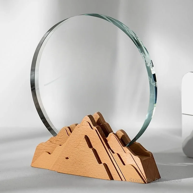 

Customized Creative Five Point Star Solid Wood Crystal Trophy Enterprise Awards Excellent Employee Team Souvenirs High-end Medal