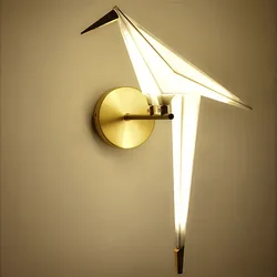 Paper Crane Wall Lamp Bedroom Bedside Lighting Creative Origami Paper Crane Wall Lights for Loft Living Room Study Foyer Kitchen