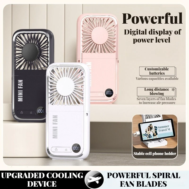 

Перезаряжаемый складной мини-вентилятор — USB-вентилятор на шею с ледяным охлаждением и креплением для телефона для стола, использования на открытом воздухе и с зарядкой для мобильных устройств