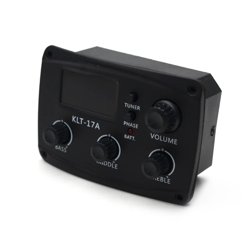 KLT-17A para guitarra acústica, ecualizador EQ de 3 bandas con sintonizador, 70x48mm