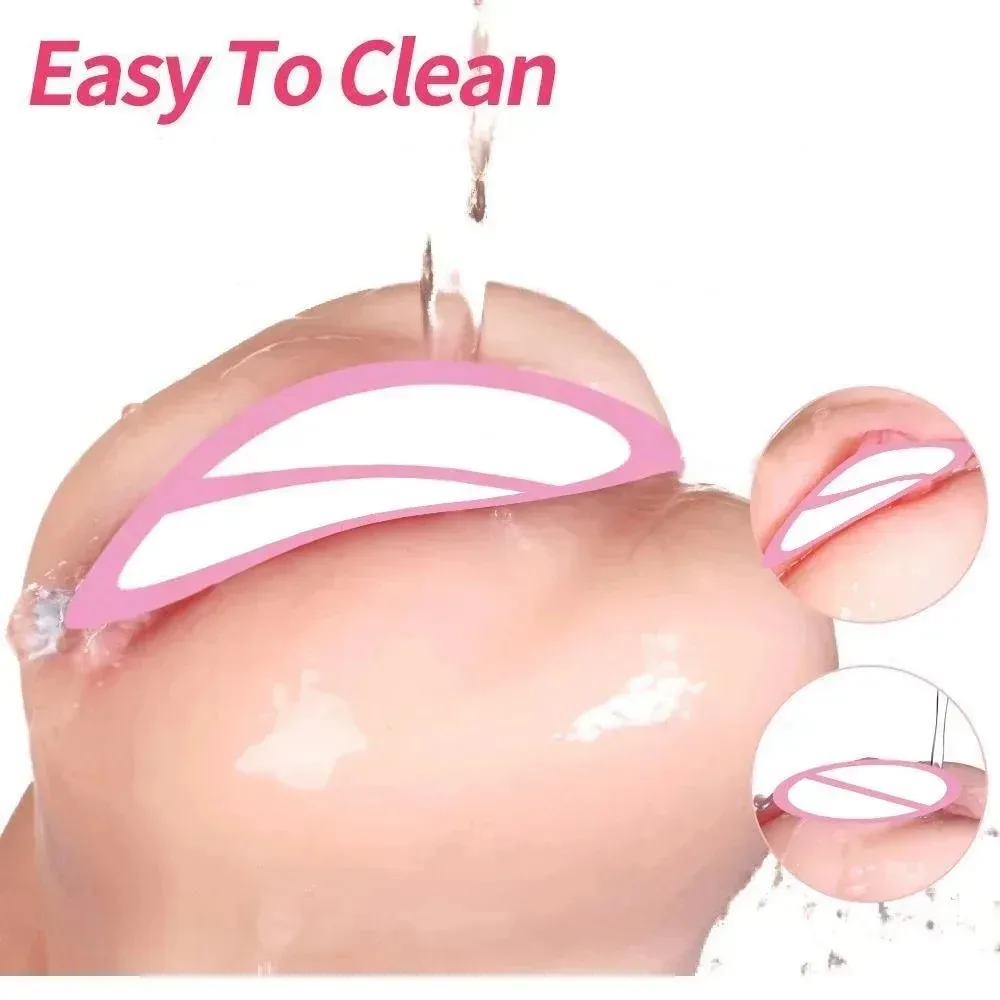 QINGAI- 3D Soft Silicone Artificial Vagina, Realistic Cutting, Male Masturbator, Buttocks, Sex Toys,Glans Sensitivity Trainer，18