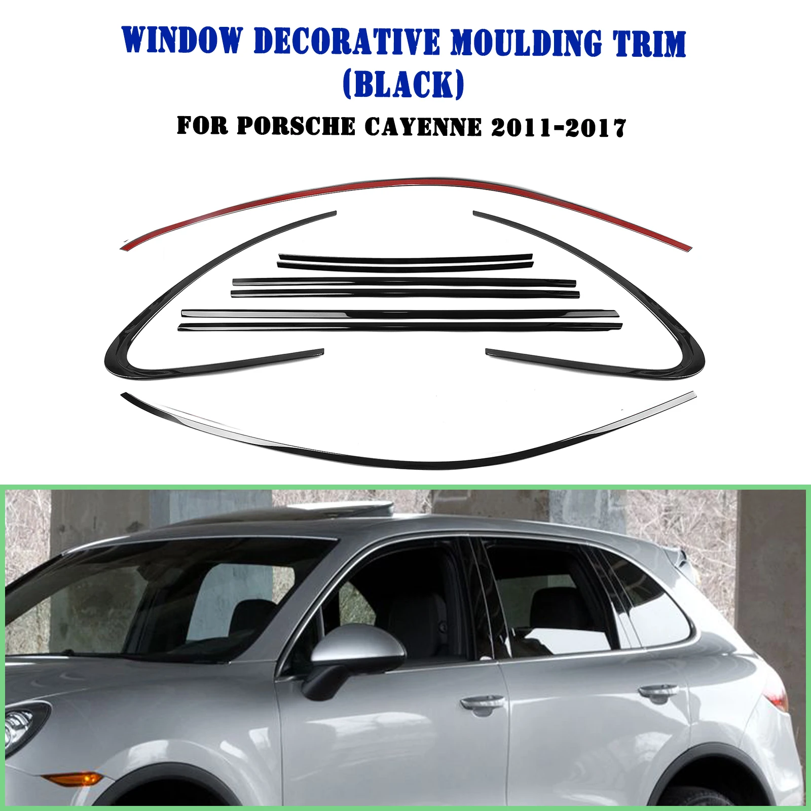 

For Porsche Cayenne 2011-2017 Exterior Window Trim Strip Titanium Black Door Waterproof Seal Shade Moulding Decorative