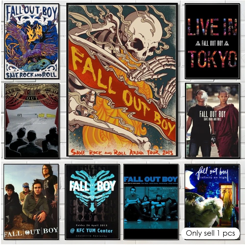 Classic F-Fall Out Boy Band Poster Decorative Wall Art Stickers Mural Photo Print for Home Living Room Hallway Decor