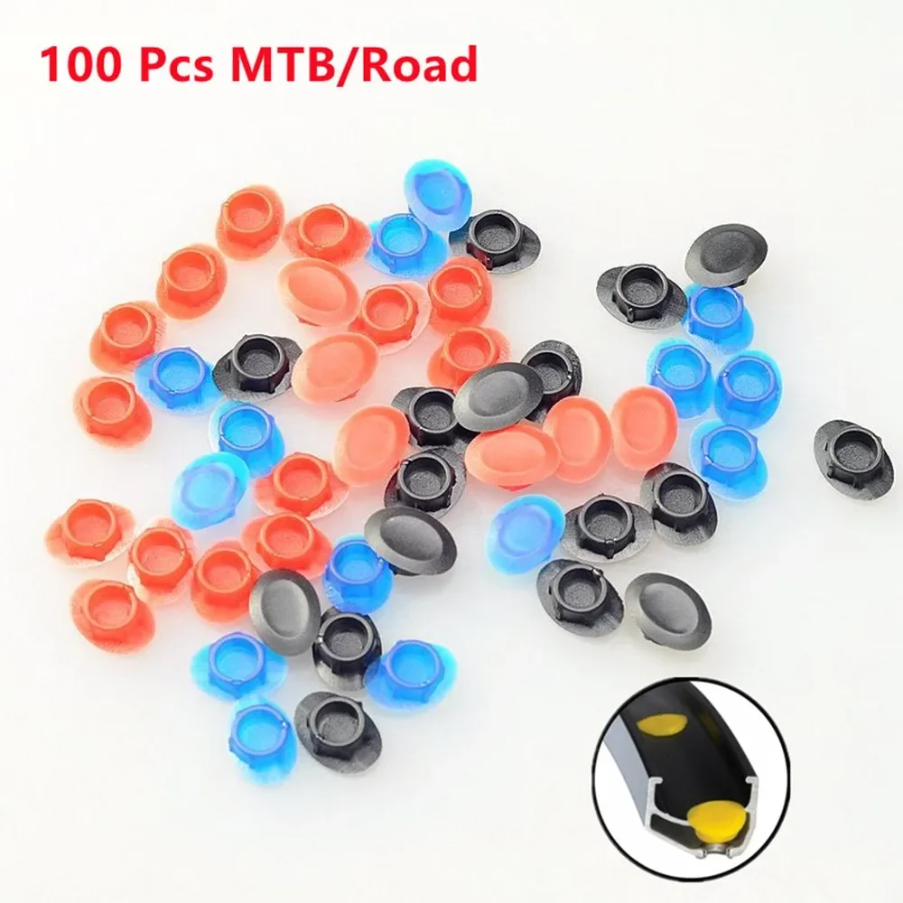 

Road Bikes Tire Pad Steel Ring Hole Plug ABS-Plastic Bicycle Rim Wheel Plug Bikes Spare Parts Black/red/blue 100 Pcs/bottle