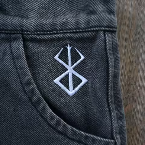 Berserk jeans fashionable Y2K baggy men pants American style distressed washed streetwear Harajuku Gothic embroidery floor pants