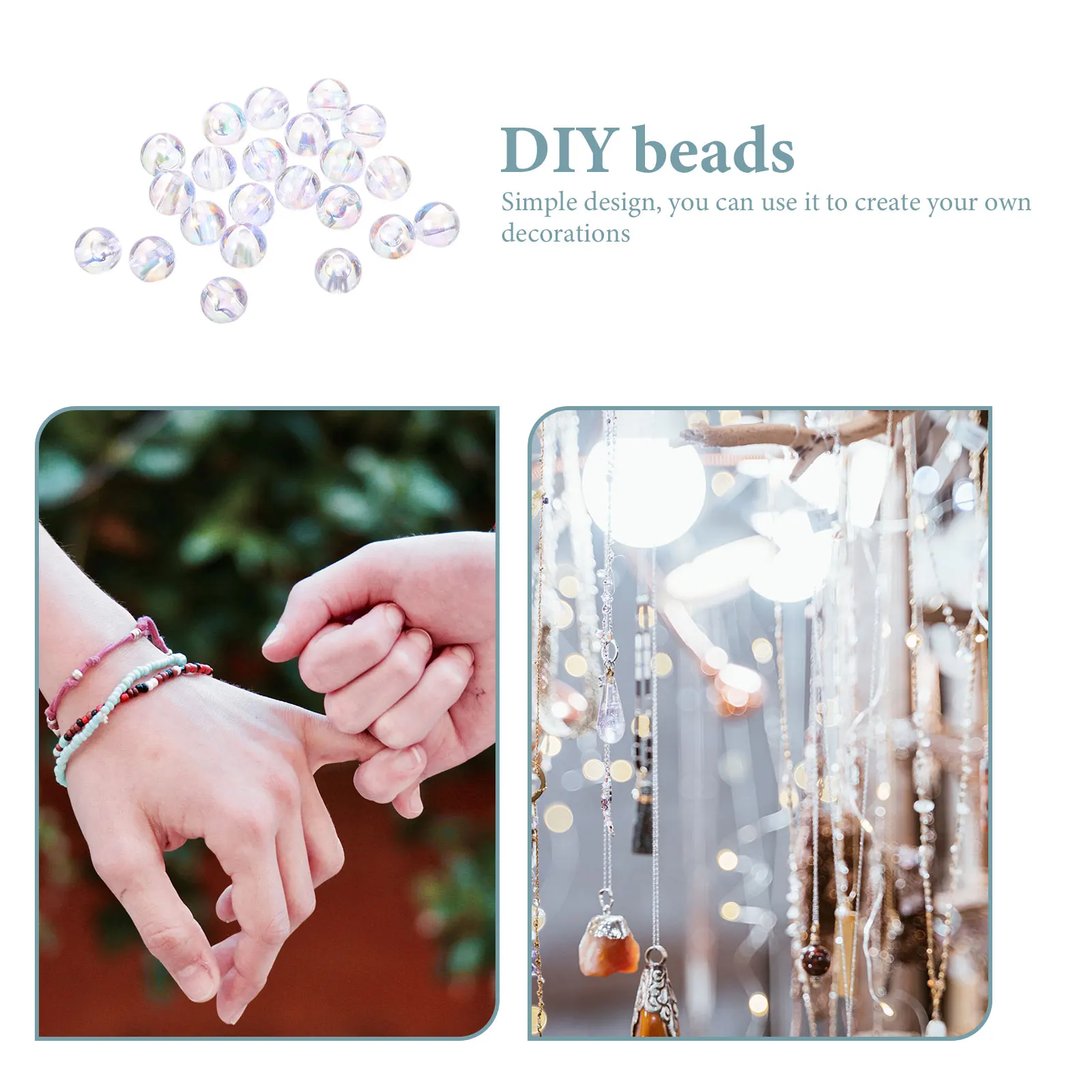 

1Pack Transparent Round Acrylic Beads Smooth Surface DIY Spacer Beads for Jewelry Making Bracelet Crafts Accessories