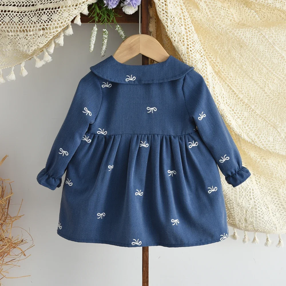 Braunes Schleifenkleid mit langen Ärmeln für Babymädchen, Herbstmode, neue Partykleider für Mädchen, niedlicher Puppenkragen, Freizeitkleidung – Detail 21