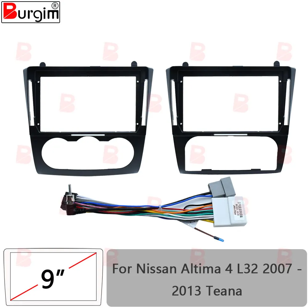 Car Android Radio Fascias Frame For Nissan Altima 4 L32 Teana 2007 - 2013 9 inch 2DIN Stereo Panel Harness Connector Power Cable