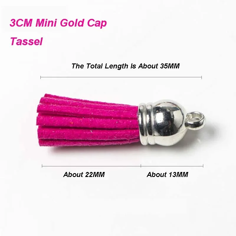 Vintage Leather Suede Tassels for DIY Craft, Mini Gold Hat Tassels, Earring Accessories, Jewelry Finding, Phone, 3cm, 10Pcs