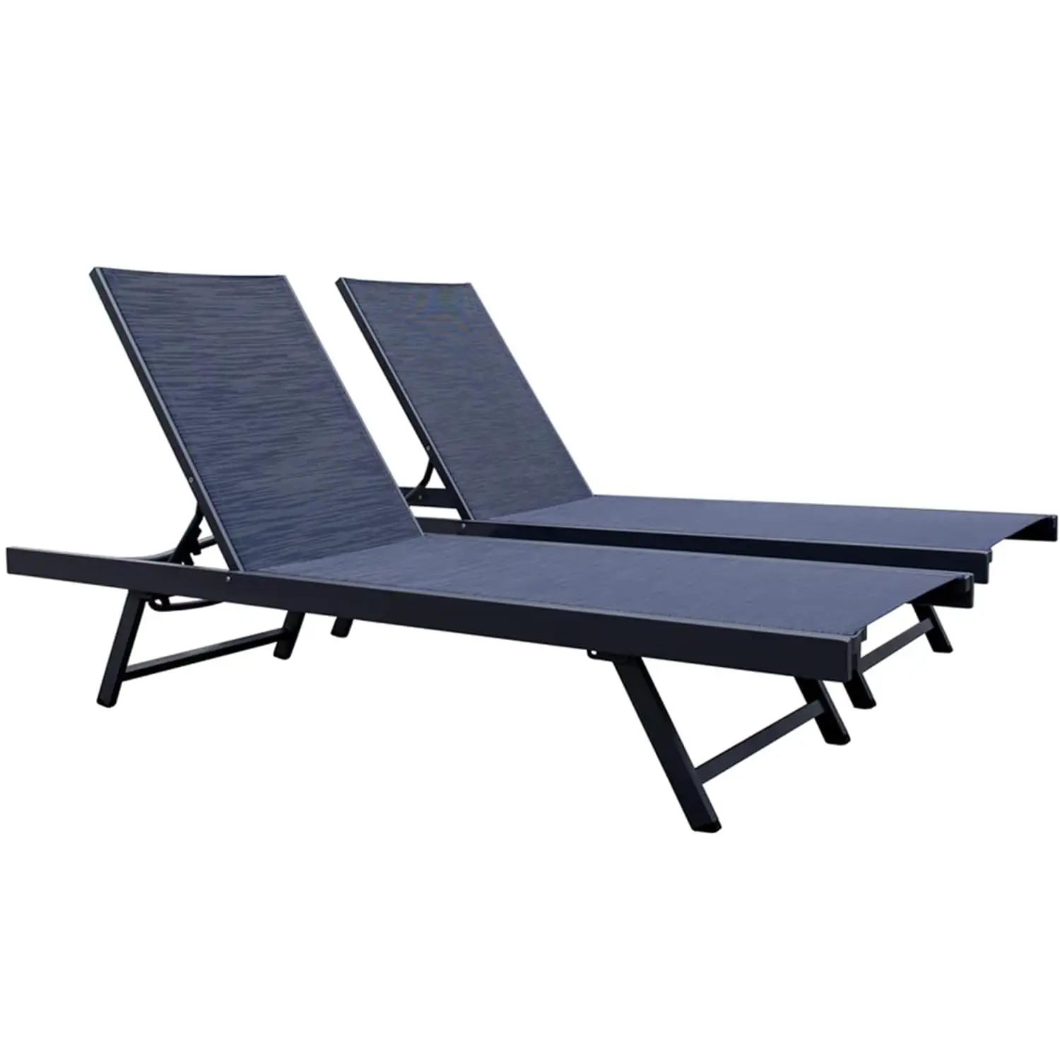

Set of 2 Aluminum Outdoor Chaise Lounge Chairs, Urban Sun Adjustable Reclining Patio Loungers, Lay Flat Tanning, Customized