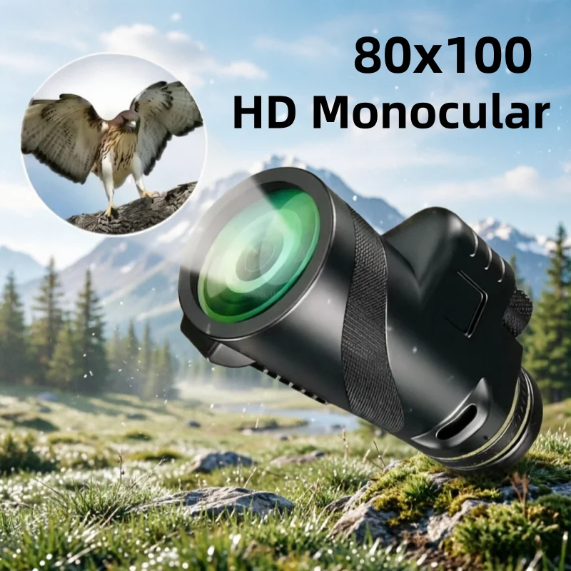 

Портативный зум-телескоп HD 80x100, складной мощный телескоп на большие расстояния 5000 м для охоты, спорта, кемпинга, путешествий