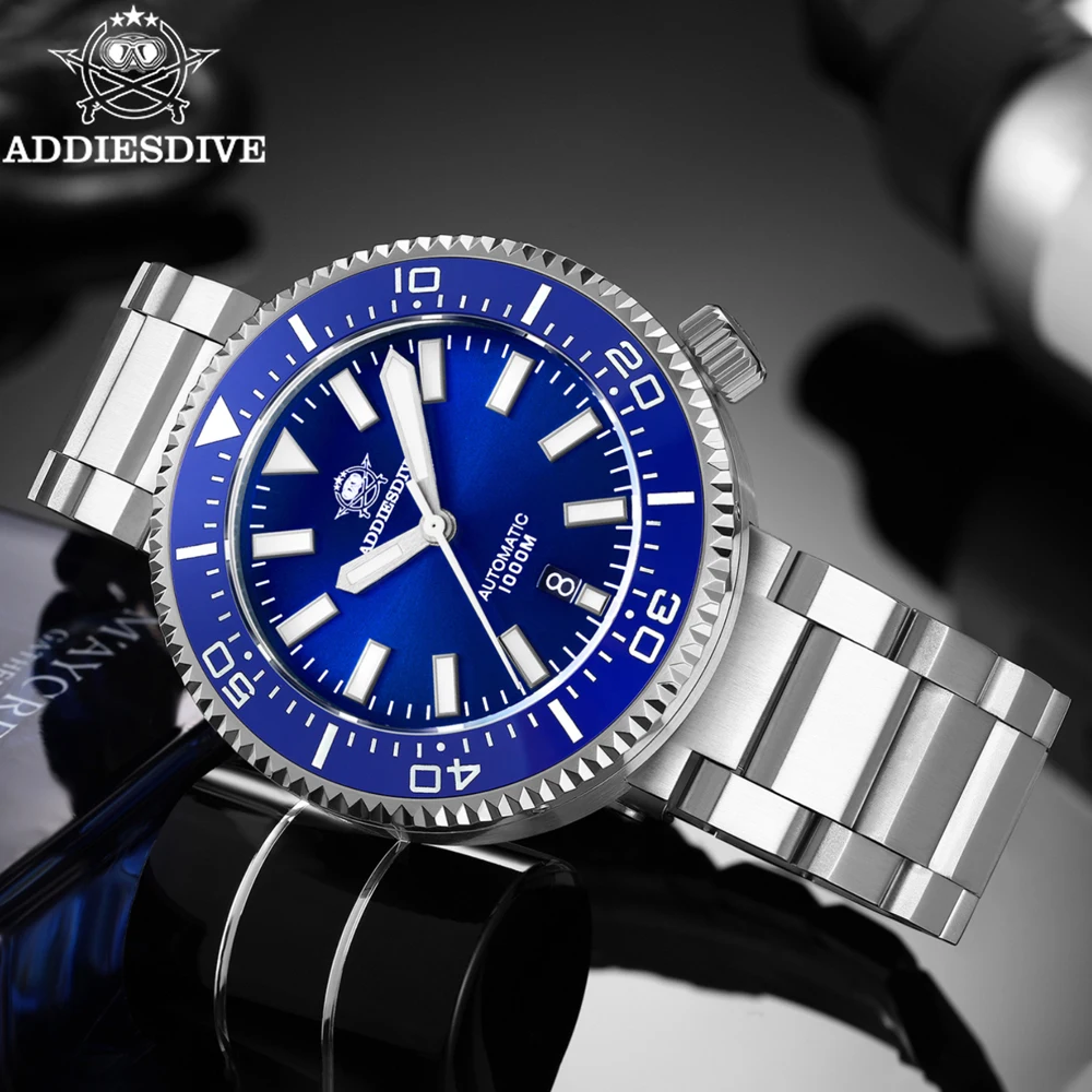 ADDIESDIVE Sapphire Automatic Mechanical Watches Ceramic Bezel Black NH35 Luxury Watch 1000m Waterproof Luminous Dive Wristwatch