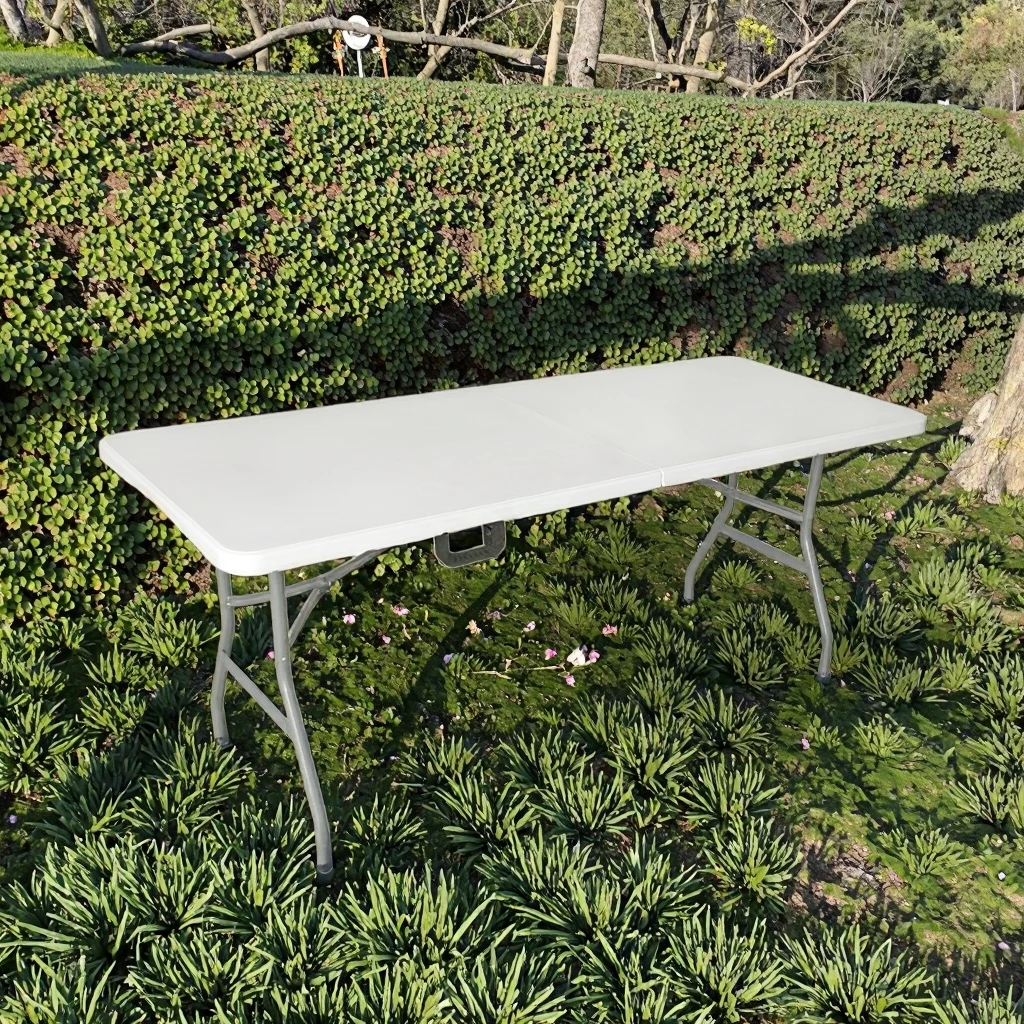 

Wholesale 6ft Folding Table White HDPE and Iron Material Portable and Foldable for Garden Kitchen and Exterior Events