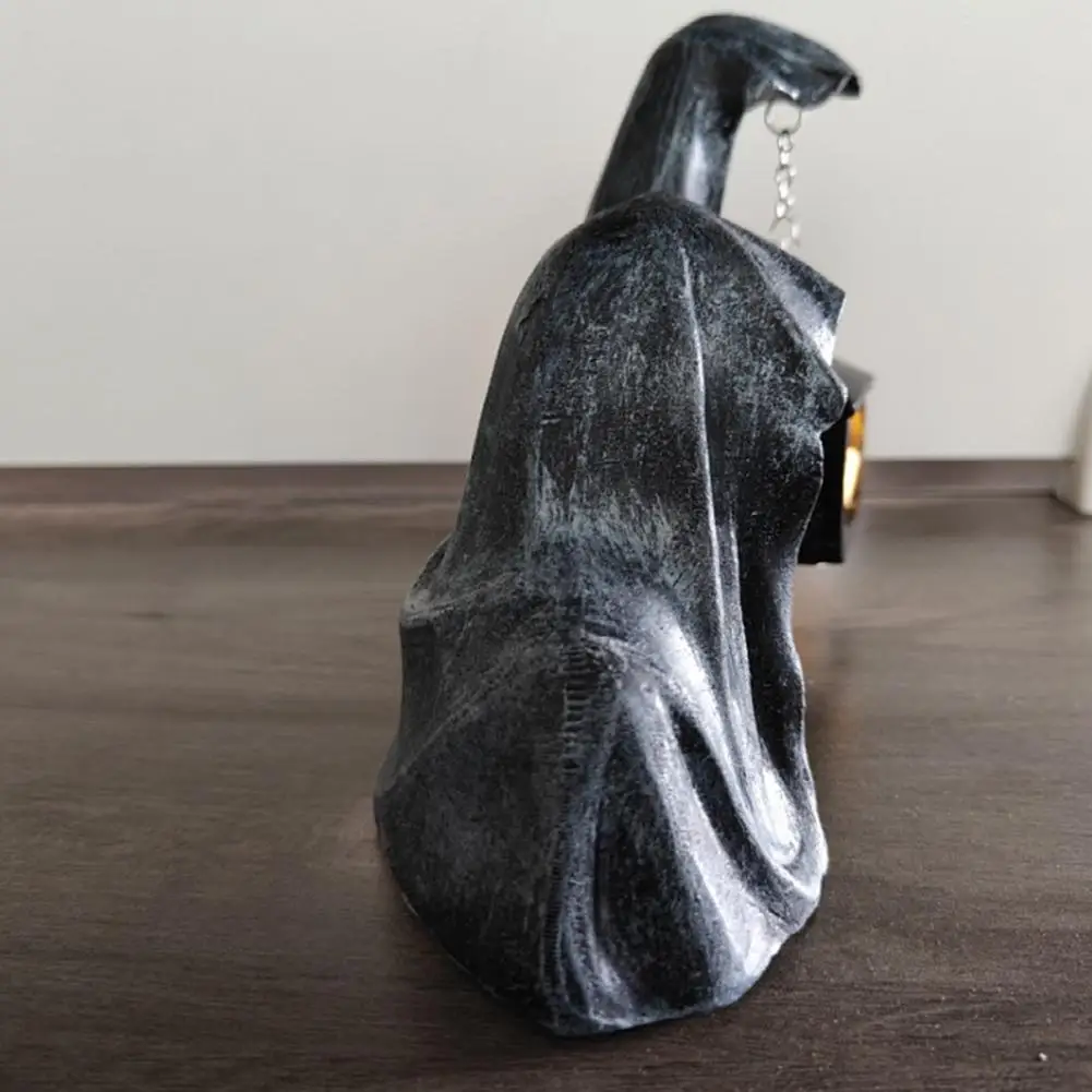 Mysterious Male Figure Sculpture Statue Grim Reaper Statue for Halloween Indoor Outdoor Decoration Mystery Man for Shelf