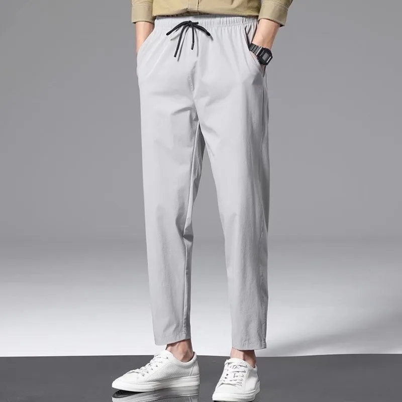 

Мужские повседневные брюки Qui Dry: свободные, прямые, летние, универсальные, молодежные, энергичные, укороченные (9/10), модные, тонкие, модель Harlan