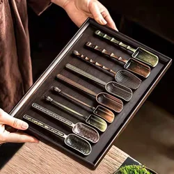 Alloy TeaSpoon with Retro Auspicious Cloud Texture Kung Fu Tea Taking Tool Tea Shovel Office Household Tea Making Tools