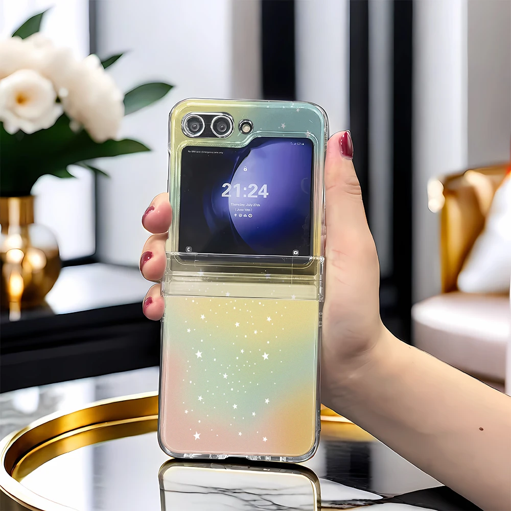 

Z Flip 5 4 Color Starry Sky Phone Case For Samsung Galaxy Z5Flip Z4Flip Shock Proof Case Fold The Phone Cover Flipz3 Flipz5