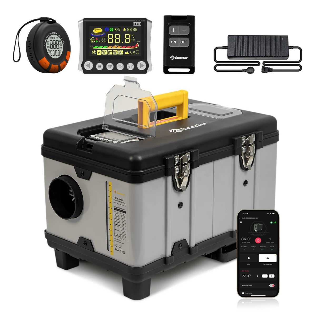 Image of TB10PRO 8KW Diesel-Lufterhitzer Dieselheizung 12V/24V/220V mit Bluetooth-App, Belüftungsmodus, CO-Monitor für Campingfabrikboot