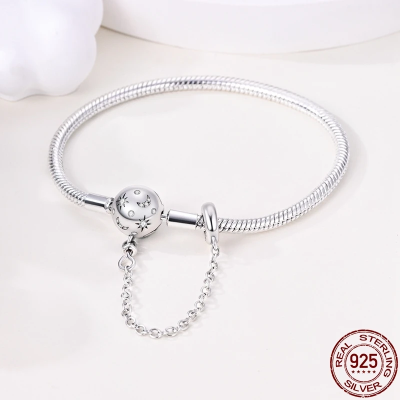 Original New Product S925 Sterling Silver Pink Paw Print Snake Bone Bracelet For Women Bangle DIY 2024 Fashion Jewelry Gift Hot