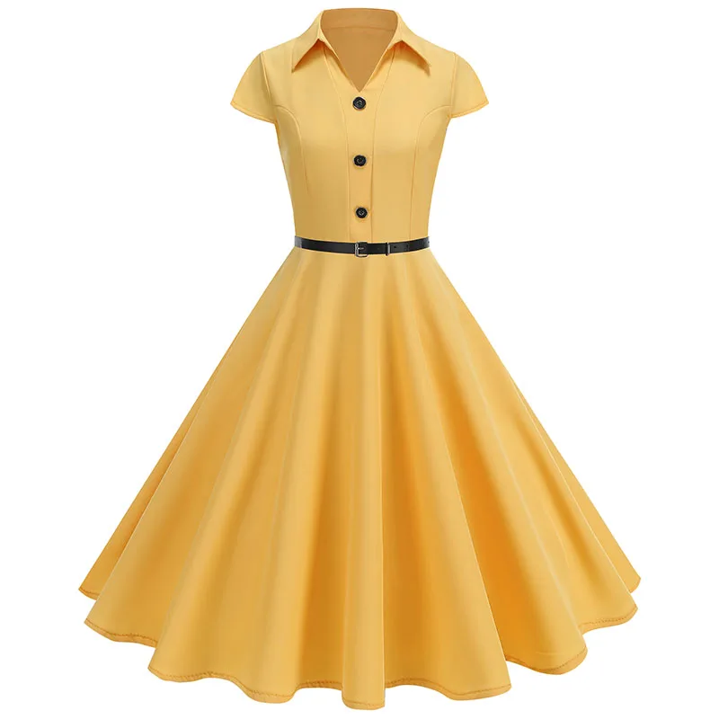 1950s fashion dresses Zapaka Women Floral Dress Vintage Light Blue V Neck Swing Retro Dress, Light Blue / 2XL The fabric is comfortable for skin 1950s Dresses - Vintage 50s