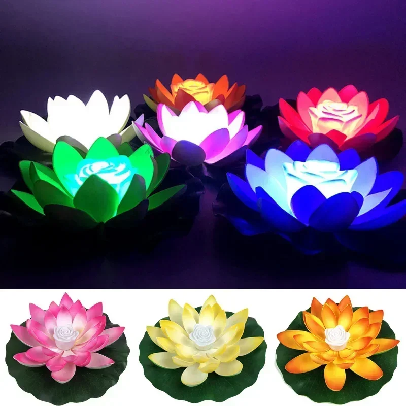 

Energy Saving Solar Powered Lamp Night Light LED 18/28cm Artifical Floating Lotus Lotus Garden Pool Pond Fountain Decoration