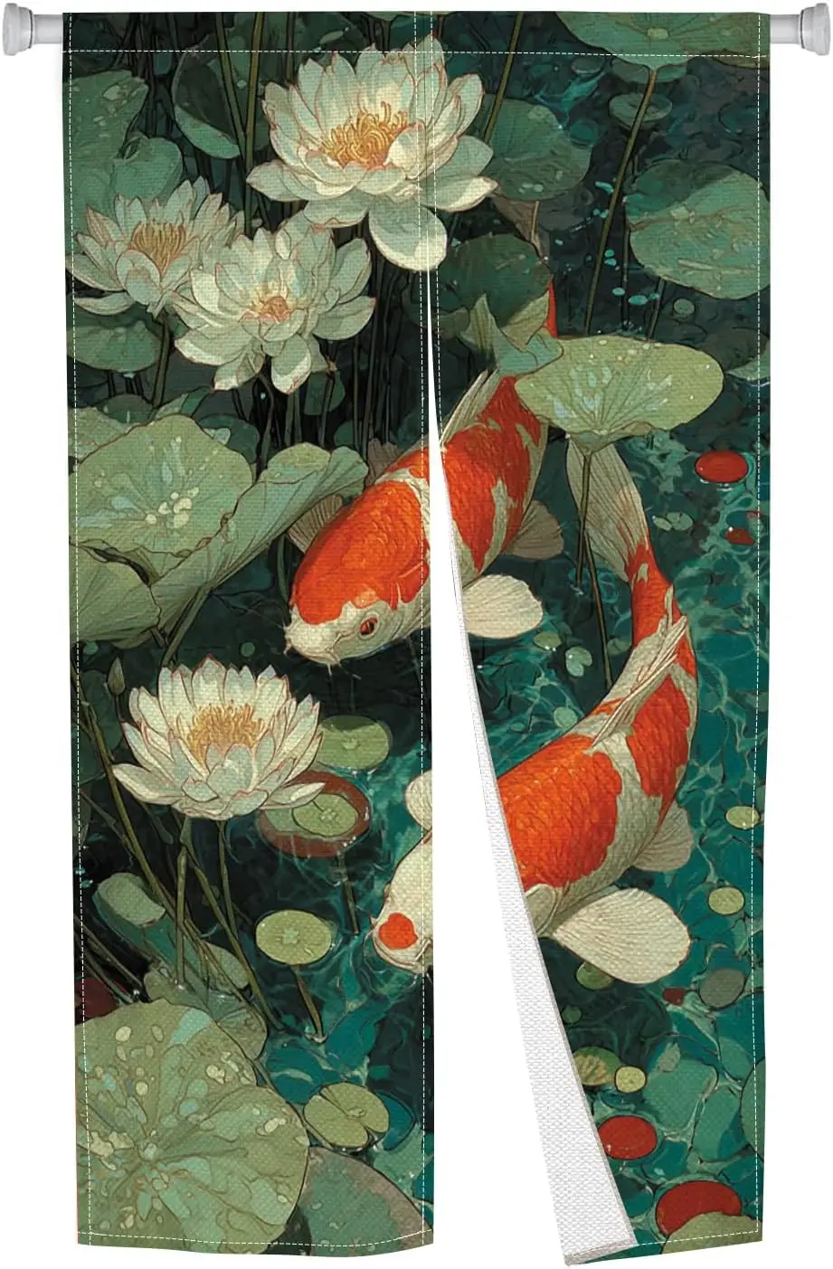 Japanese Noren Curtain Doorway Tapestry Chinese Lotus Pattern Window Treatment Japanese Kio Fish Door Curtain Panel for Bedroom