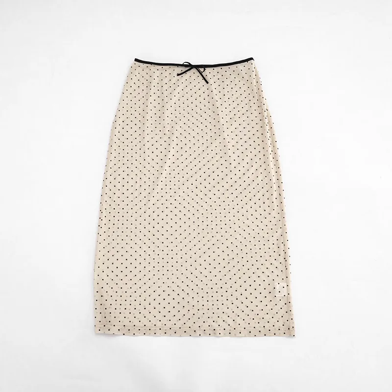 Polka Dot Mesh Midi-Rock für Damen, Y2K, hohe Taille, gerade lange Röcke, Vintage, elegant, Streetwear, sexy, durchsichtige Röcke, Jupe – Detail 1