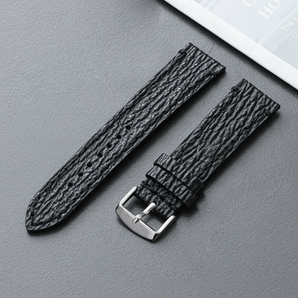

Vintage 18 20 22mm Universal Genuine Leather Watchband Embossed Snake Shark Skin Pattern Cowhide Wristband Wristbelt Bracelet