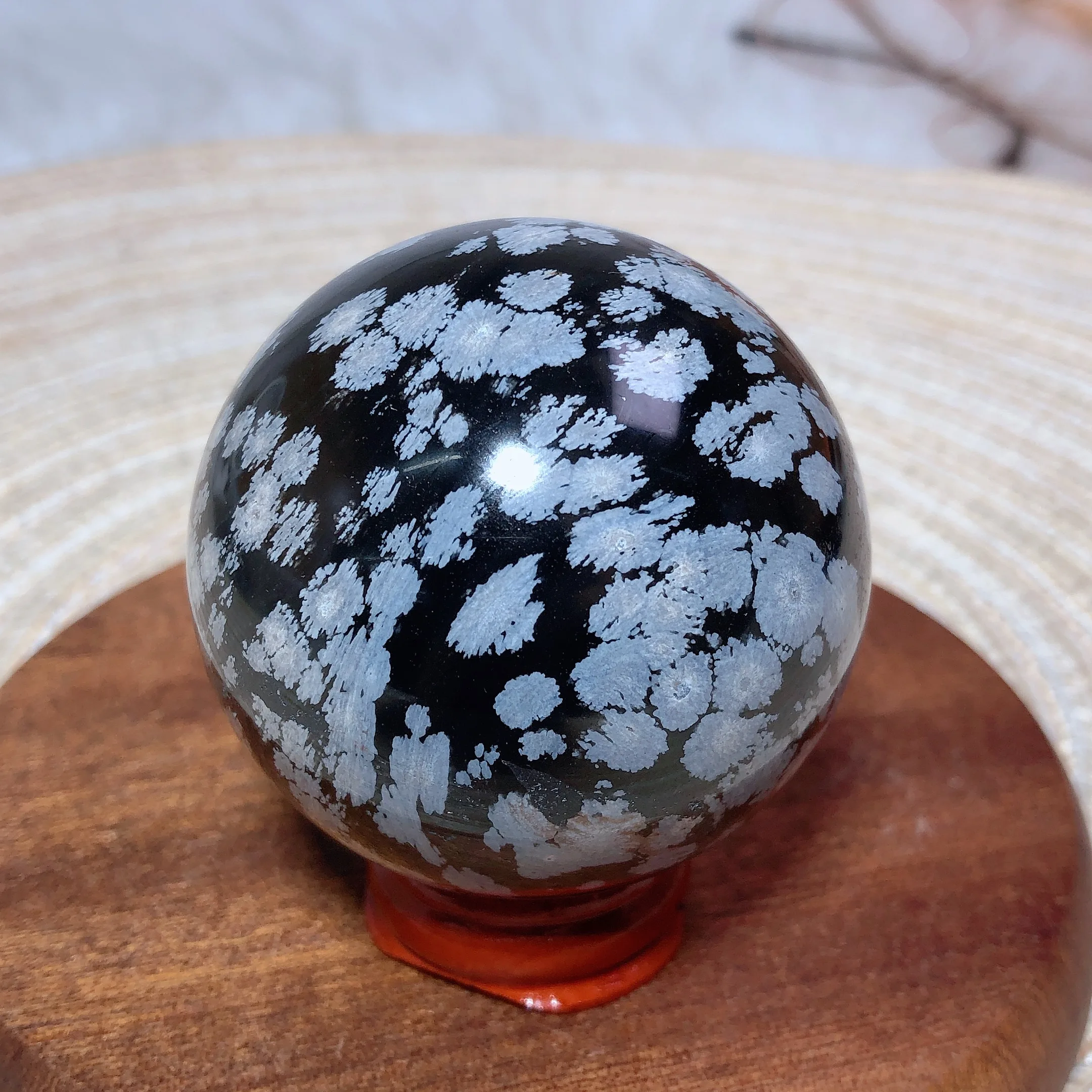 

Natural Crystal Snowflake Obsidian Sphere Ball Polished Energy Reiki Healing High Quality Home Decorations Room Decor Gift