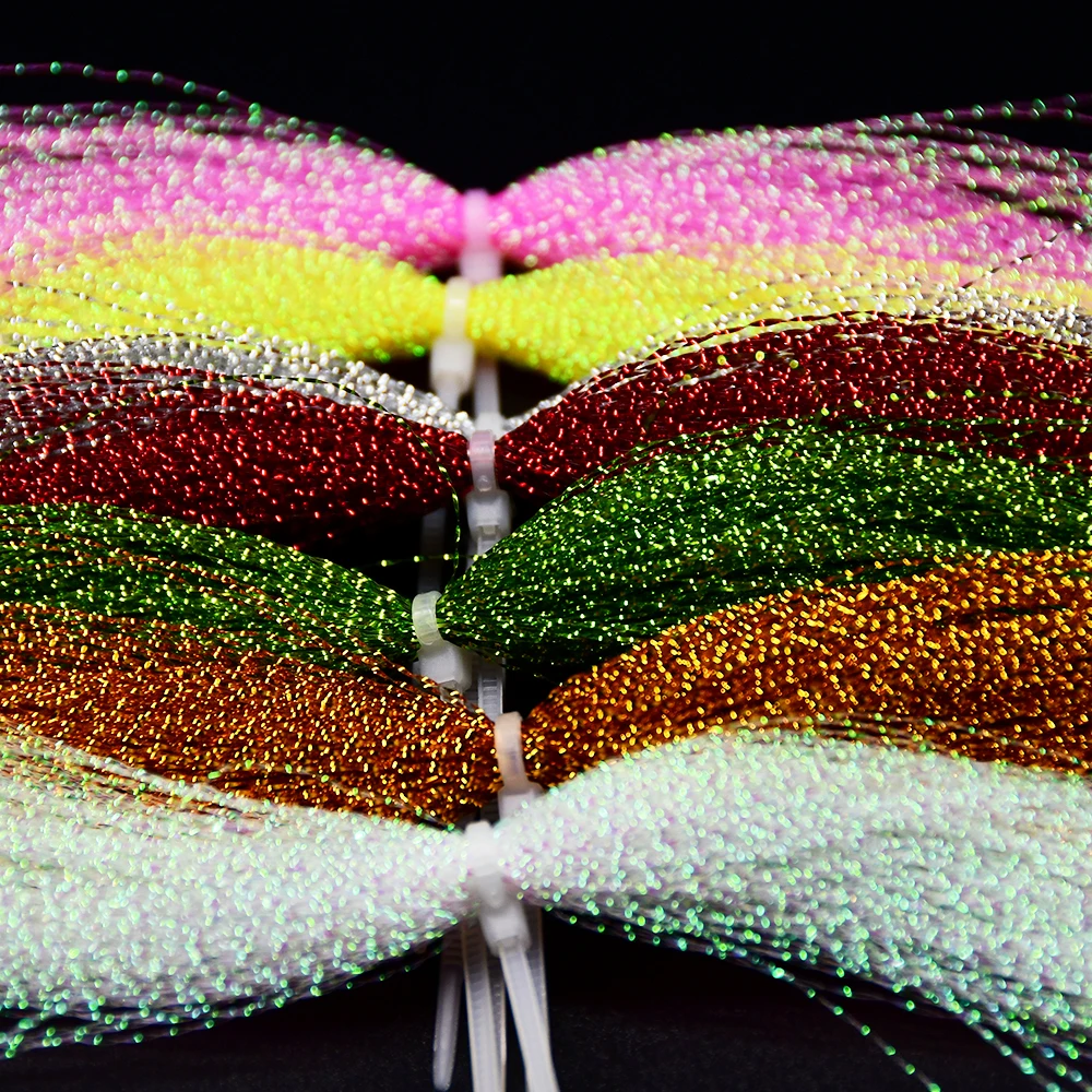 MNFT 5Pcs Crystal Flash Fly Tying Materials Flashabou Tinsel Fishing Flies Making String Jig Hook Lure