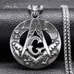 Masonic Freemasonry Pendant Necklaces for Men Stainless Steel Freemason Biker Male Necklace Accessories Jewelry Gifts NZZ417S05