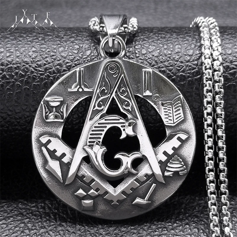 Masonic Freemasonry Pendant Necklaces for Men Stainless Steel Freemason Biker Male Necklace Accessories Jewelry Gifts NZZ417S05