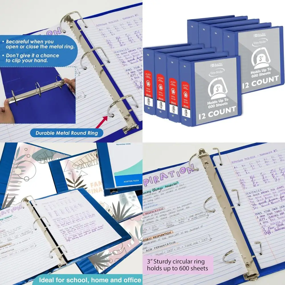 

Синий 3-кольцевой переплет с D-образными кольцами, вмещает 600 листов, набор из 12 штук для школы или офиса