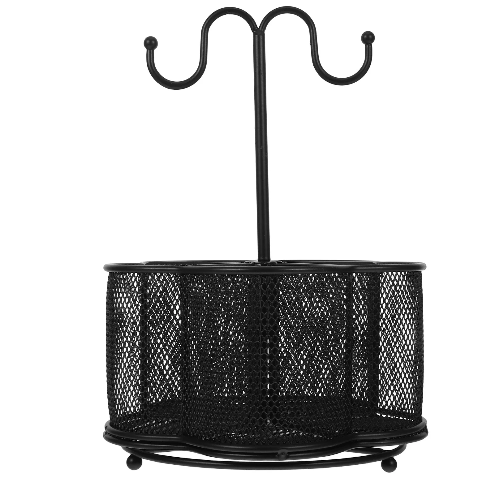 

Iron Mesh Pen Holder Creative Design Handle Hook Versatile Storage Options Pencil Stand Desktop Organizer Art Supplies