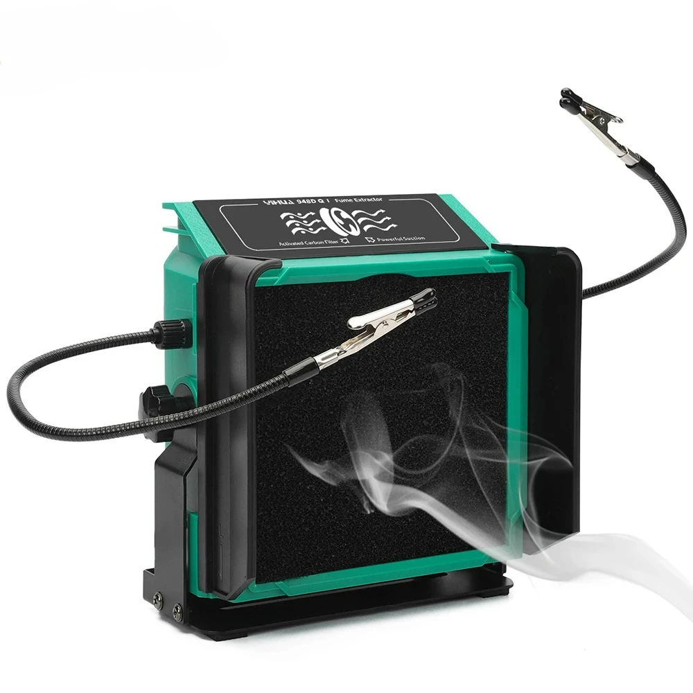 948DQ-I 200W Soldering Fume Extractor Filter Smoke 110W Soldering Iron Station with 2 Helping Hands