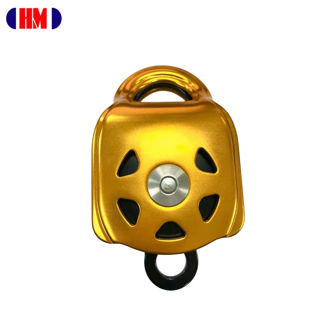 Climbing Aluminum Sliding Double Wheel Ball Bearing Rope Pulley With 16mm Rope And 40kN Breaking Strength