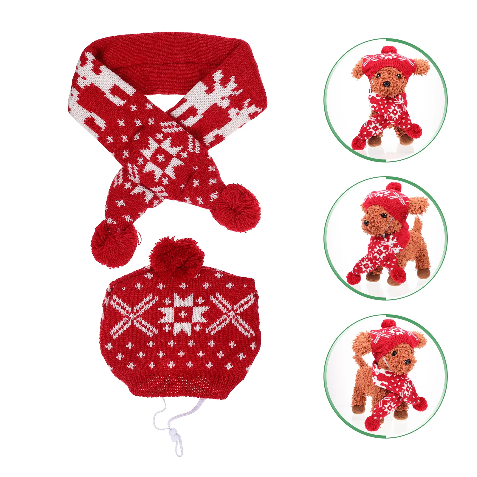 

1Set Pet Hat Christmas Creative Cartoon Scarf Set Dog Costume Supplies Xmas Puppy Accessories Pet Scarf and Hat