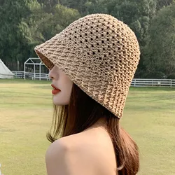 Summer Women Bucket Hat Hollow Out Thin Breathable Sun Hat Female Beach Cap Foldable Outdoor Japanese Lesure Fishierman Cap